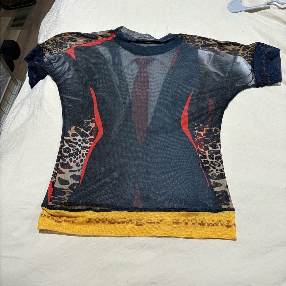 Stylish Leopard Print Mesh Top